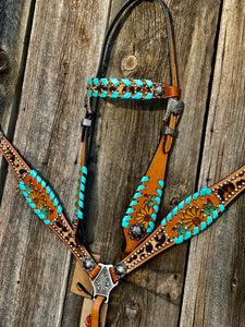 Turquoise Postre Headstall & Breastcollar