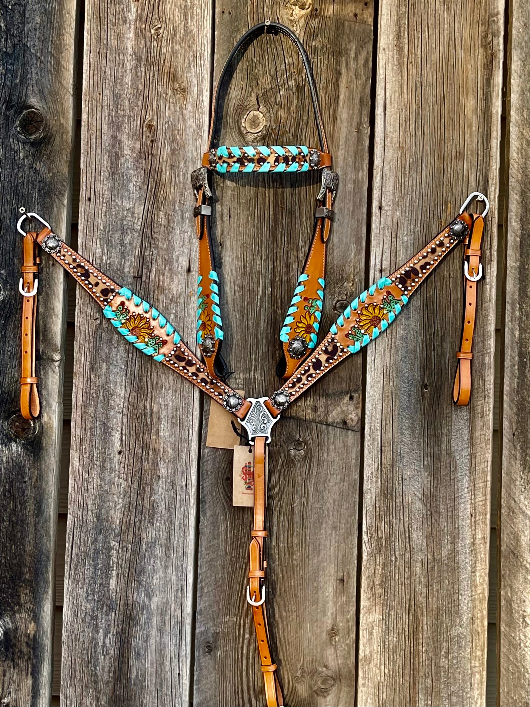 Turquoise Postre Headstall & Breastcollar