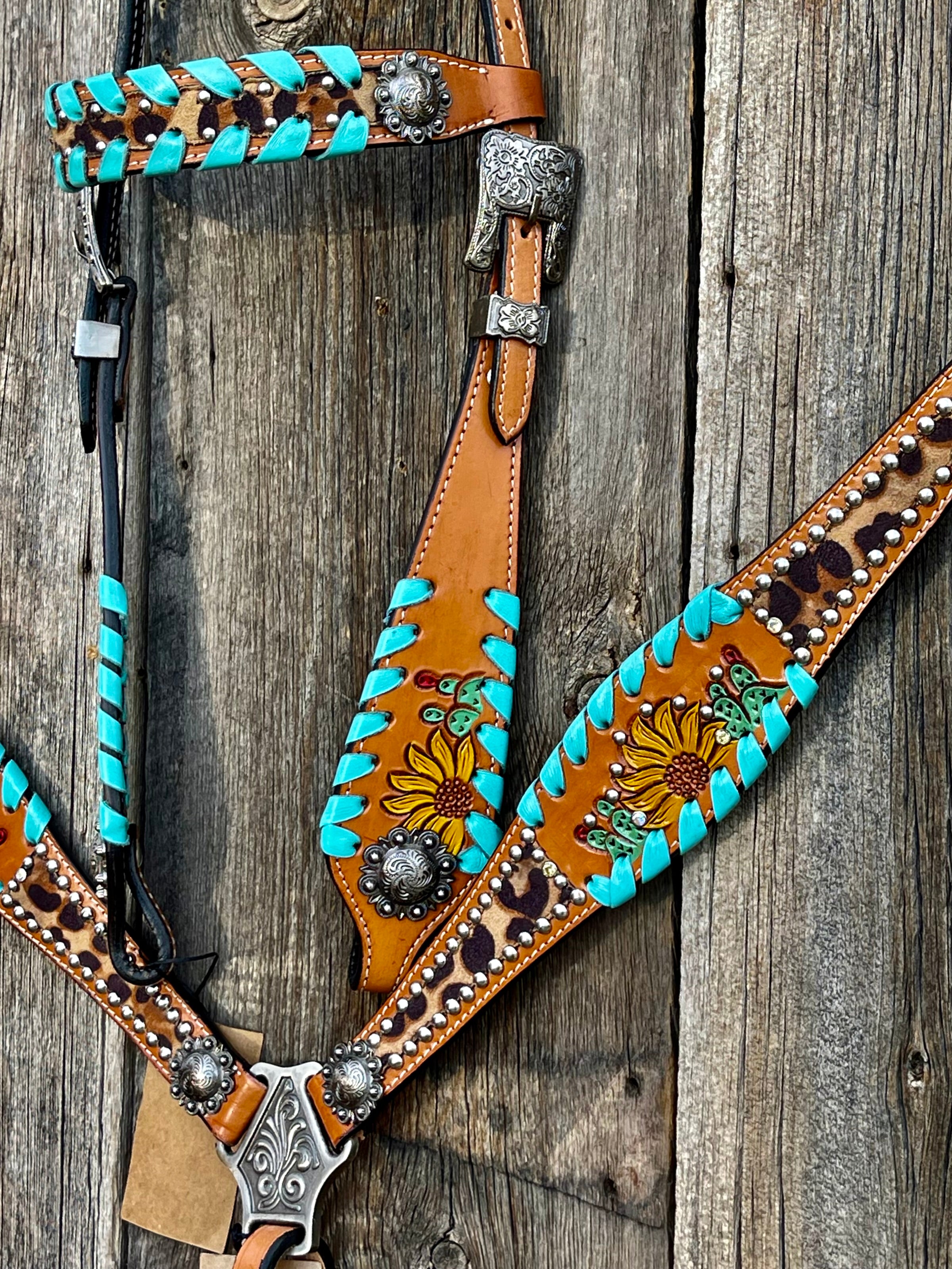 Turquoise Postre Headstall & Breastcollar