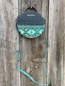 Aztec Tooled Crossbody Circle Bag