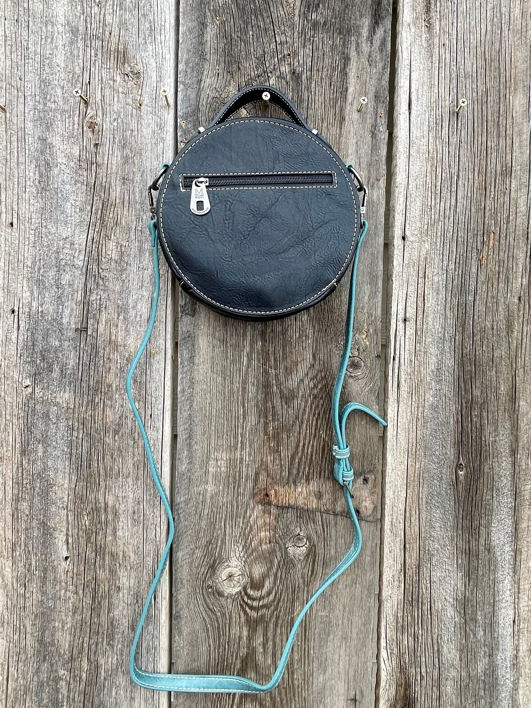 Aztec Tooled Crossbody Circle Bag