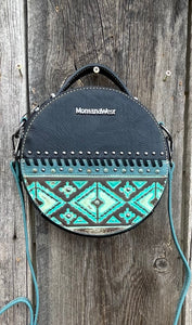 Aztec Tooled Crossbody Circle Bag