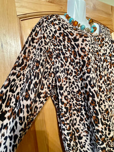 Leopard Print Cardigan Plus Size Sweater