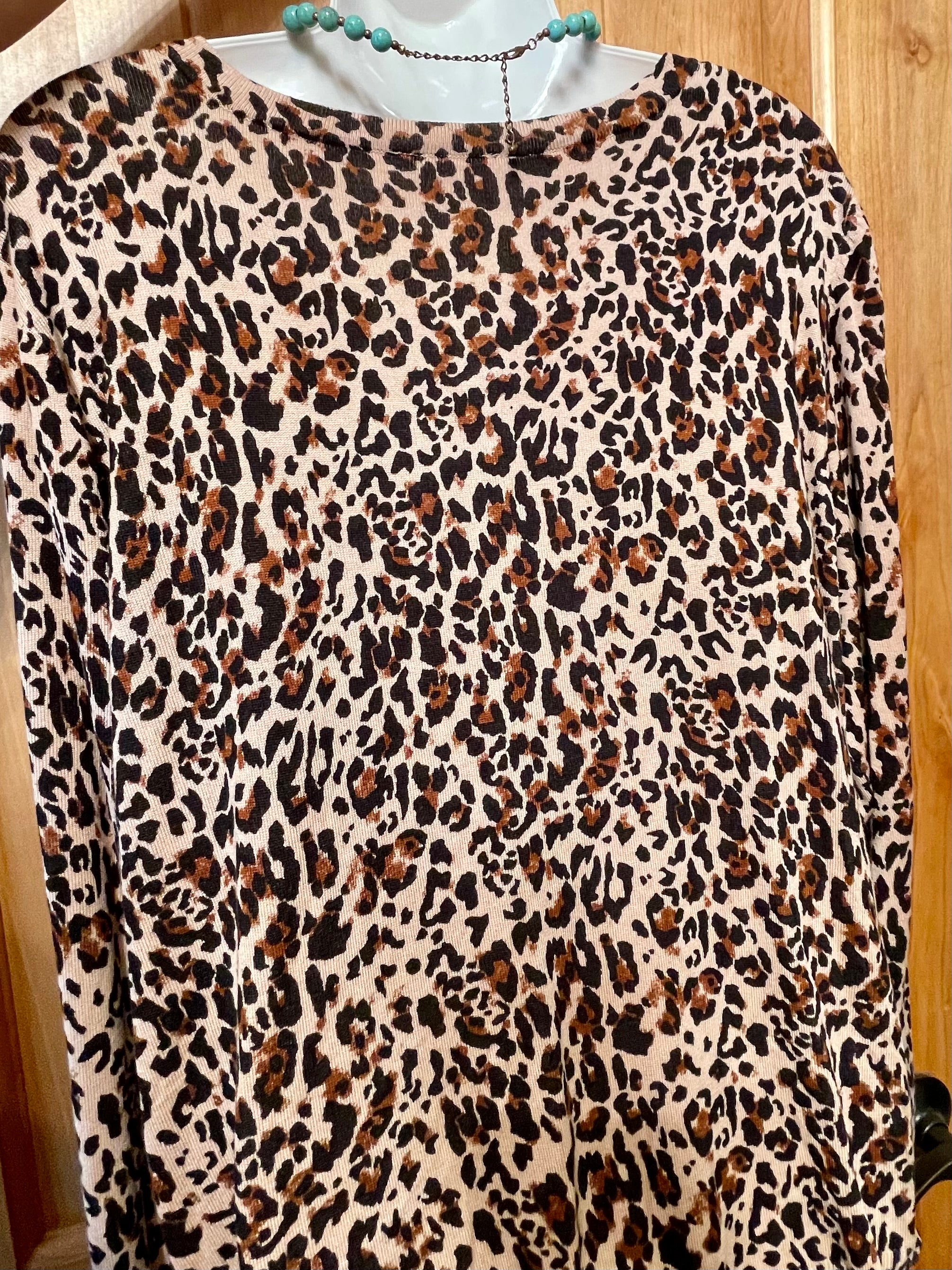 Leopard Print Cardigan Plus Size Sweater