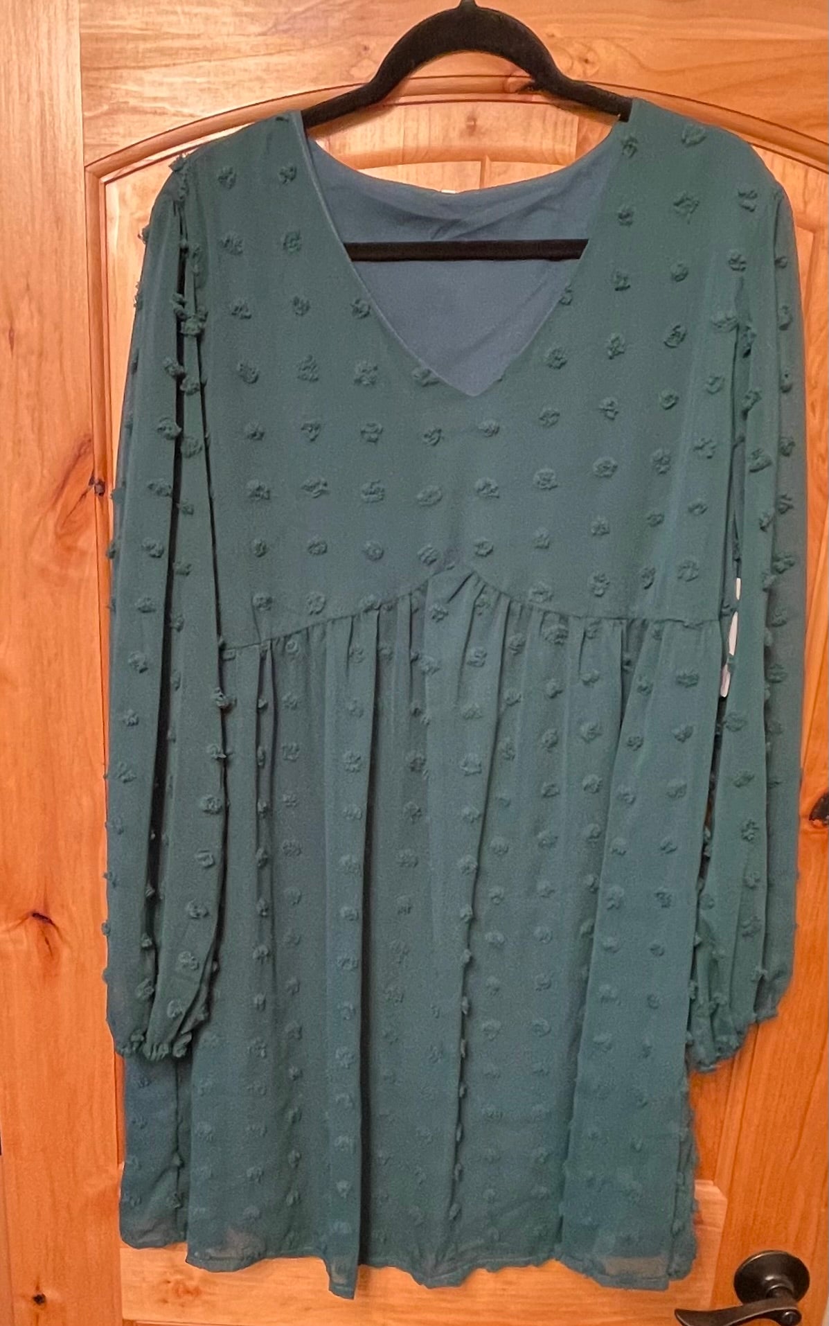 Emerald Green Clip Dot  Mini Dress