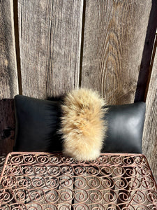 Coyote Fur Accent Leather Pillow