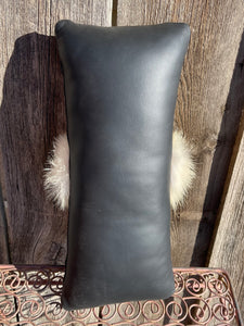 Coyote Fur Accent Leather Pillow