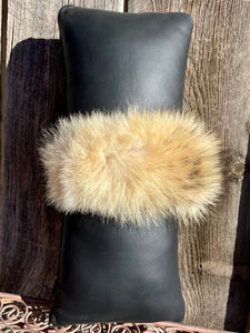 Coyote Fur Accent Leather Pillow