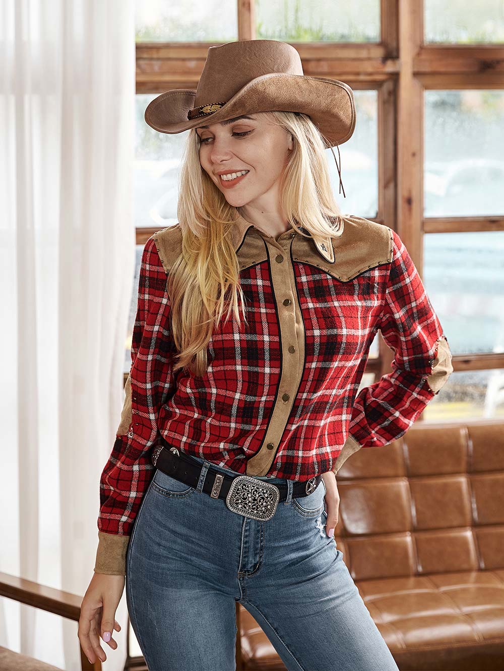 Plaid Suede Flannel Top