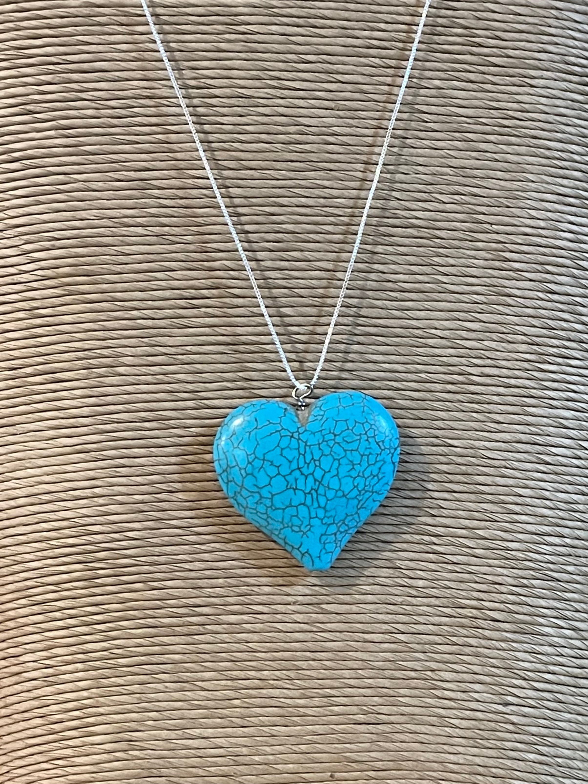 Turquoise Colored Heart Necklace