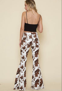 Cow Print Flared Jeans