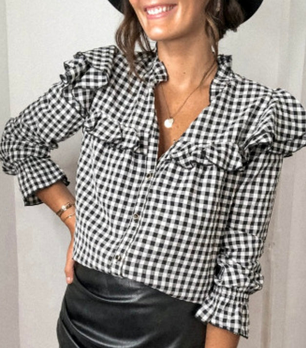 Black Buffalo Plaid Top