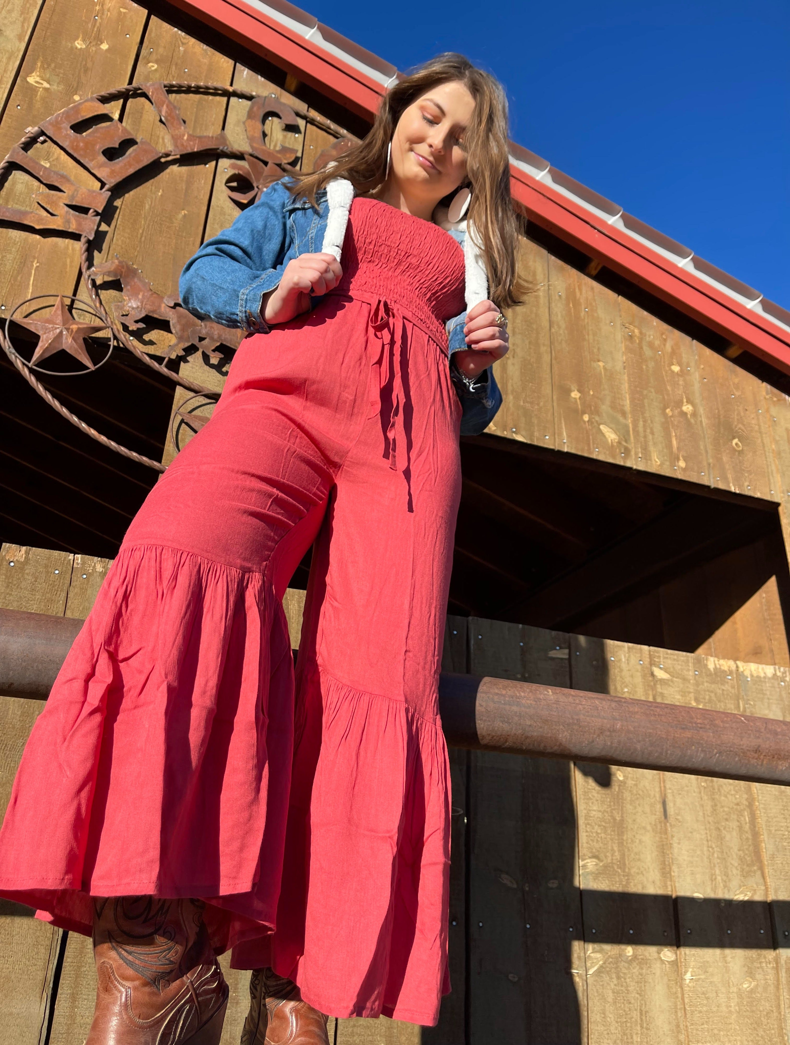 The Morgan Flared Jumpsuit – The Saucy Cowgirl CO