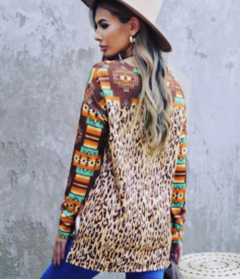 Southwest Leopard Print Top